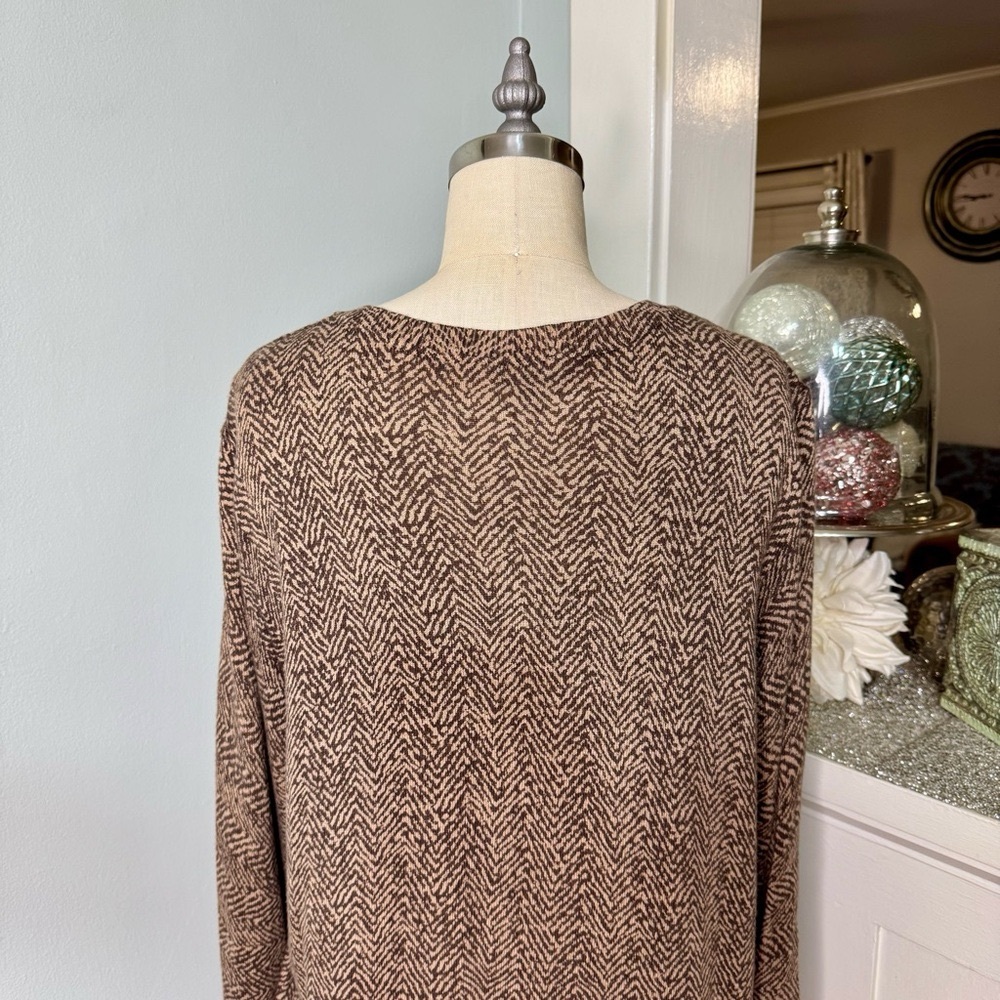 Talbots Herringbone Angora Cardigan Sweater Brown Tan Size XL - Picture 6 of 9
